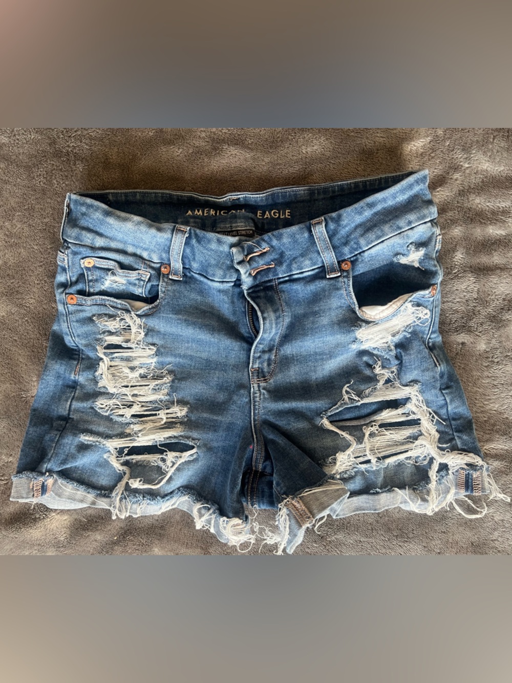 American Eagle Outfitters Ripped Light Blue Denim Shorts